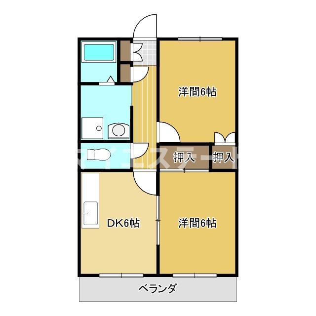 ウエルネスマンション(2DK/1階)の間取り写真
