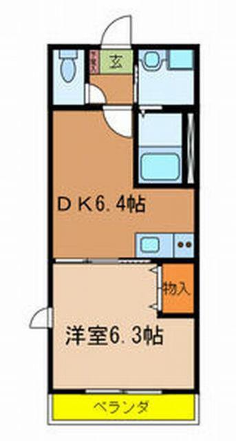 PRANDREIII(1DK/1階)の間取り写真