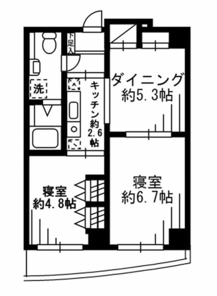 FSC新宿マンション(2DK/4階)の間取り写真