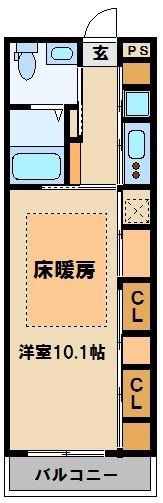 リブリ・英(1K/3階)の間取り写真