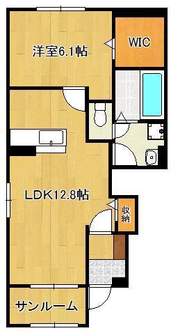 ティーダ水巻 B(1LDK/1階)の間取り写真