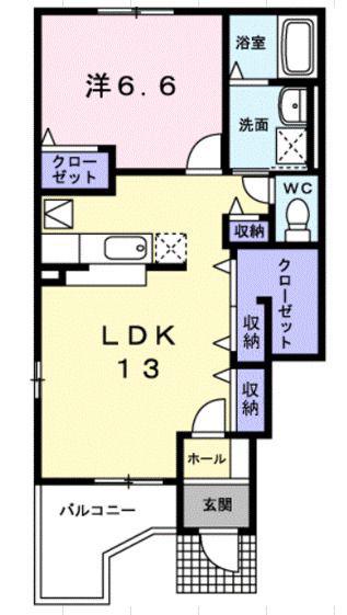 グレープ・ガーデン(1LDK/1階)の間取り写真