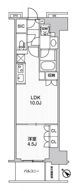 WORVE横浜伊勢佐木町(1LDK/9階)の間取り写真