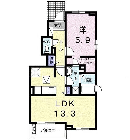 アルコイリス出川(1LDK/1階)の間取り写真