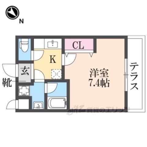 ルガール(1K/2階)の間取り写真