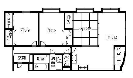 ガーデンプラザR棟(3LDK/2階)の間取り写真