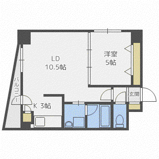アプフェル美園(1LDK/5階)の間取り写真