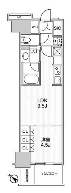WORVE横浜伊勢佐木町(1LDK/9階)の間取り写真