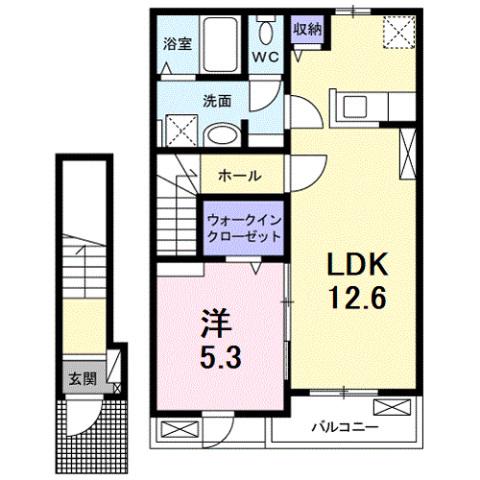 メゾン リアリ(1LDK/2階)の間取り写真