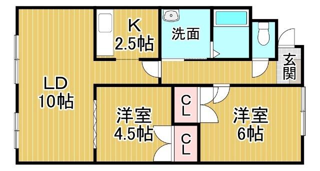 クレアコート(2LDK/1階)の間取り写真