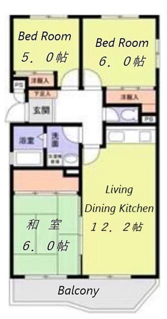 百合ヶ丘 (3LDK/1階)の間取り写真