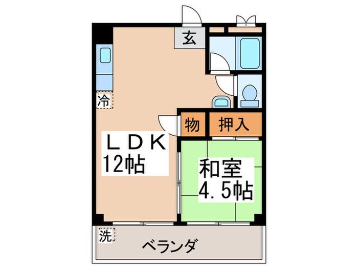ハイム桜川(1LDK/3階)の間取り写真