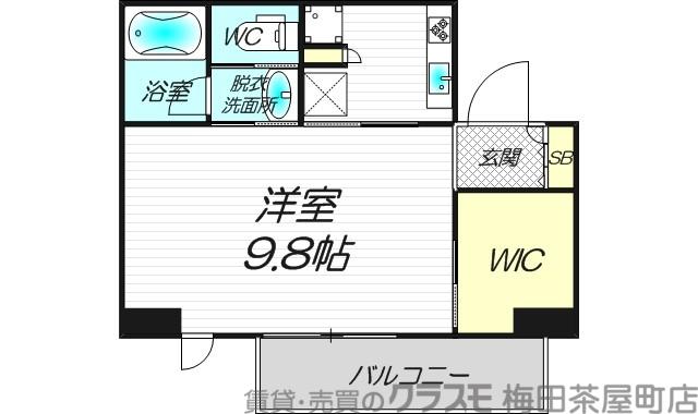 コンフォリア北浜(1K/2階)の間取り写真