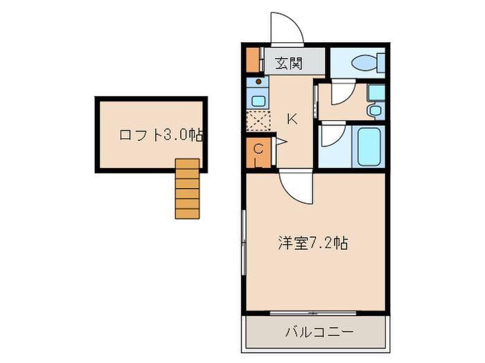 フェリーチェ藤崎(1K/3階)の間取り写真