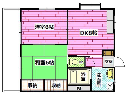 ベルメゾンイシダ(2LDK/1階)の間取り写真
