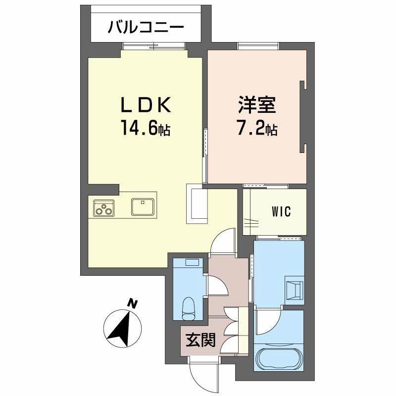 AZUR米山(1LDK/2階)の間取り写真