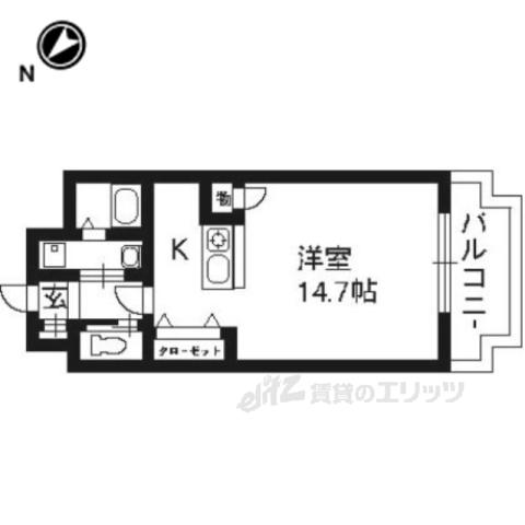 ウイング白川(ワンルーム/1階)の間取り写真