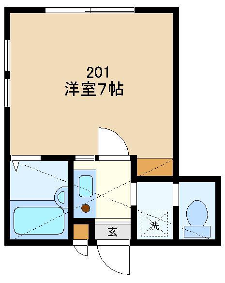 ロジュマン鹿沼台(1K/2階)の間取り写真