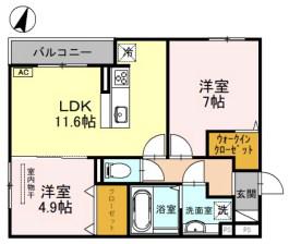 グレイスコート本山中町(2LDK/2階)の間取り写真