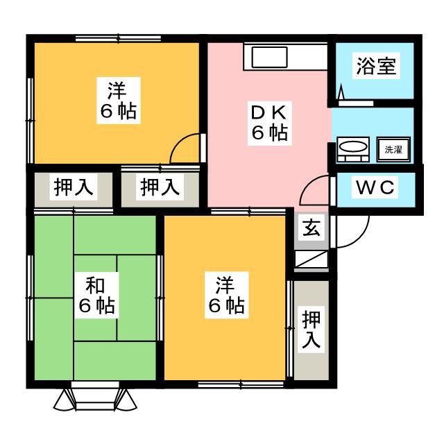 コーポオオイシ(3DK/1階)の間取り写真