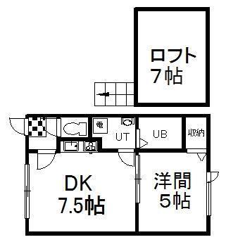 エステートINソレイユ(1DK/2階)の間取り写真