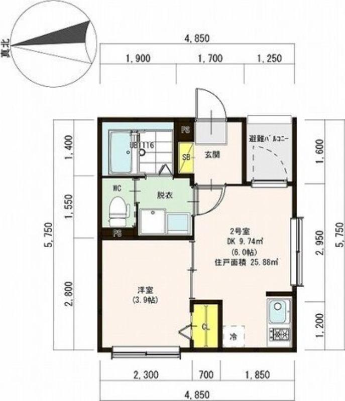 ARCHE(1DK/3階)の間取り写真