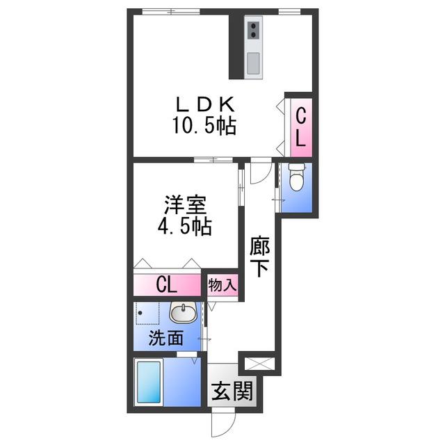 TJ前田(1LDK/1階)の間取り写真