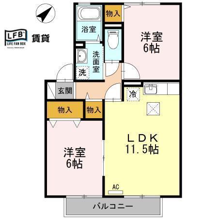 リビエールNO.1(2LDK/1階)の間取り写真