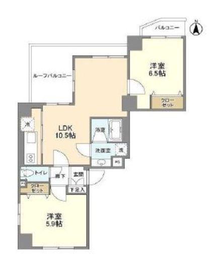TASUKI RICHESSE NAKAMEGURO(2LDK/4階)の間取り写真