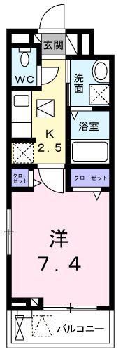 フォンターナ・ポルタ(1K/3階)の間取り写真