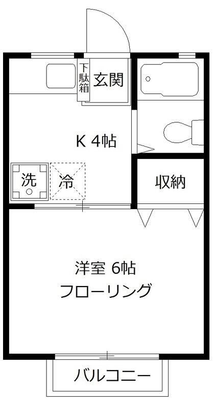 グリーンハイツII(1K/1階)の間取り写真