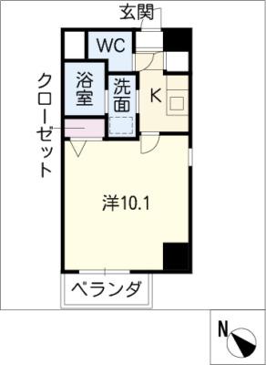 ヒルズストーン徳重(1K/5階)の間取り写真