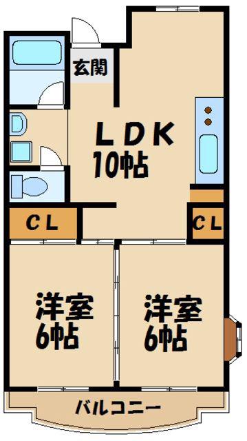 ファルム烏山(2LDK/5階)の間取り写真