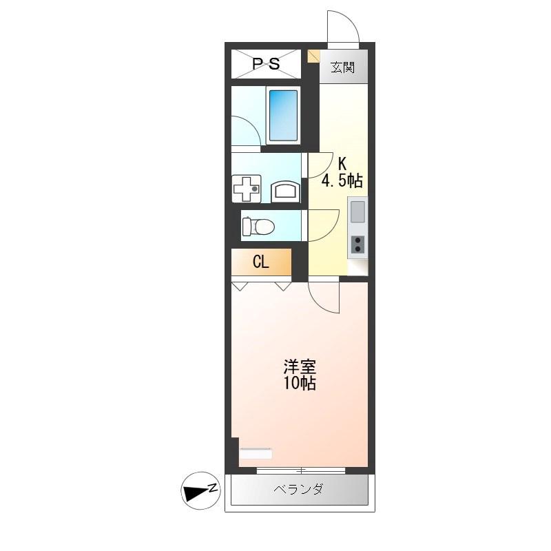 ロイヤル金信IV(1K/4階)の間取り写真