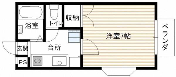 エスポワール南吉成B棟(1K/2階)の間取り写真