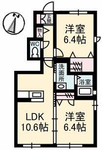 シャーメゾンアルファ(2LDK/1階)の間取り写真