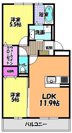CHARMANT(2LDK/3階)の間取り写真