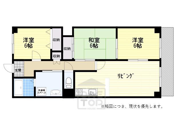 日恵ハイツD棟(3LDK/2階)の間取り写真