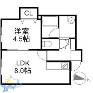 ミネルバⅡ号館(1LDK/1階)の間取り写真