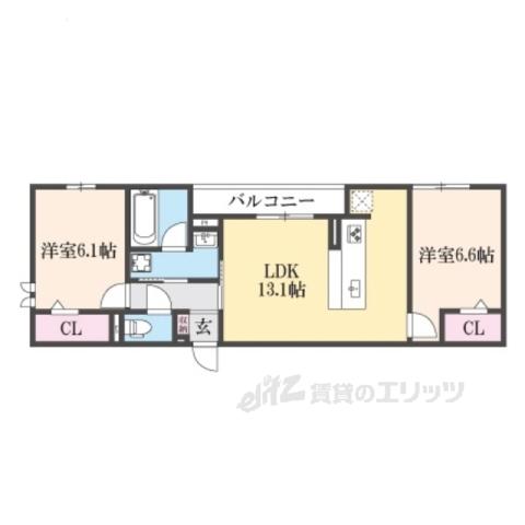 D-ROOM 大橋(2LDK/3階)の間取り写真