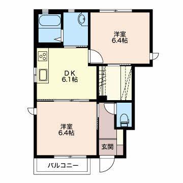 セピアコート常磐城(2DK/1階)の間取り写真