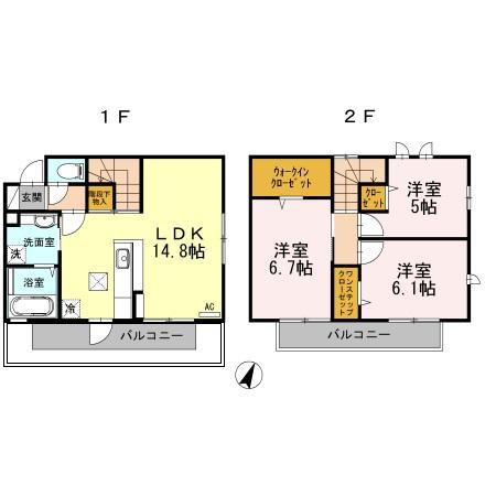 グリシーナ(3LDK/1階)の間取り写真