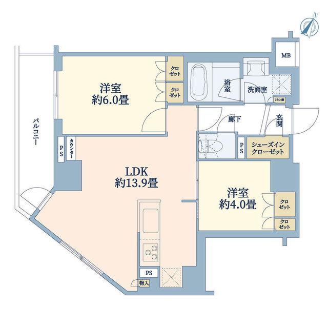グローリオ明大前(2LDK/4階)の間取り写真