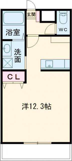 ベルクレスト大岩 参番館(ワンルーム/2階)の間取り写真