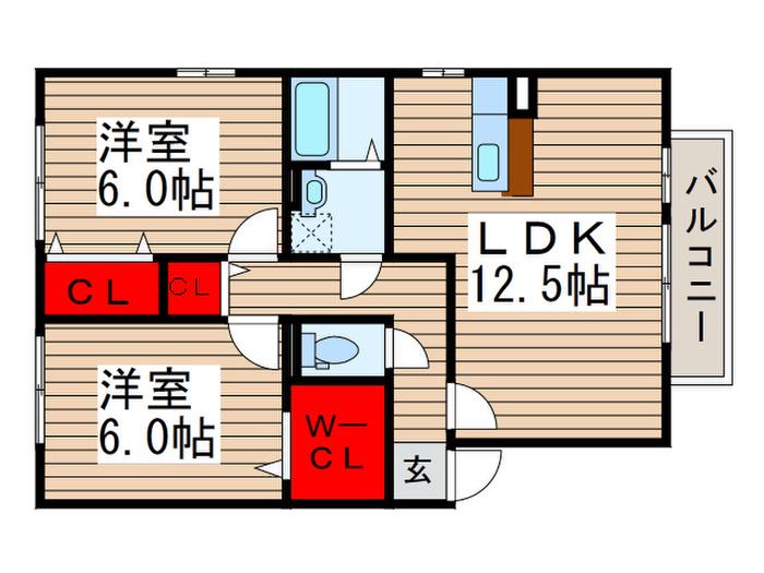 グランドソレーユ(2LDK/2階)の間取り写真