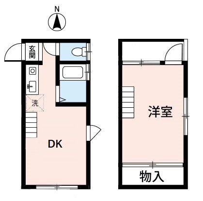 スターハイツ(1DK/2階)の間取り写真