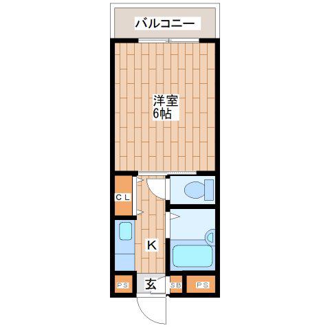 パークアベニュー(1K/1階)の間取り写真