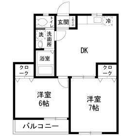 本牧グリーンハイツ(2DK/2階)の間取り写真