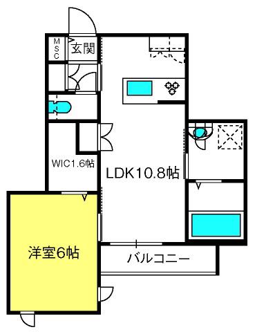 SEL BLUE YONO(1LDK/3階)の間取り写真
