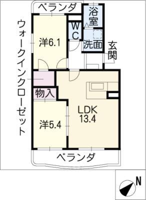 レグルス下地(2LDK/4階)の間取り写真